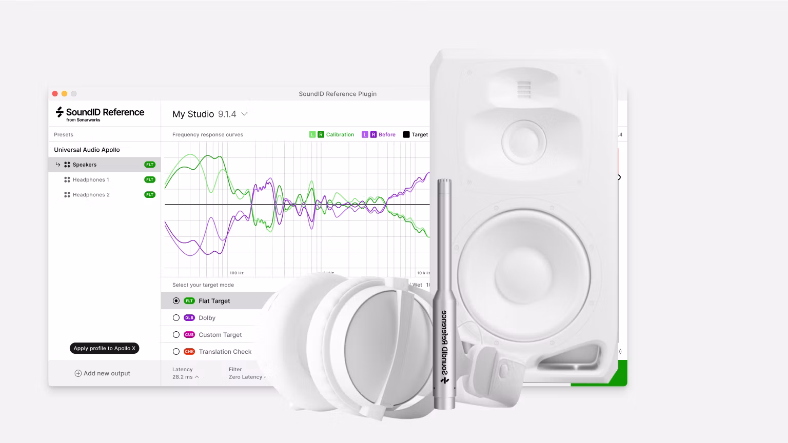 SoundID Reference studio headphones shown with the measurement microphone bundle