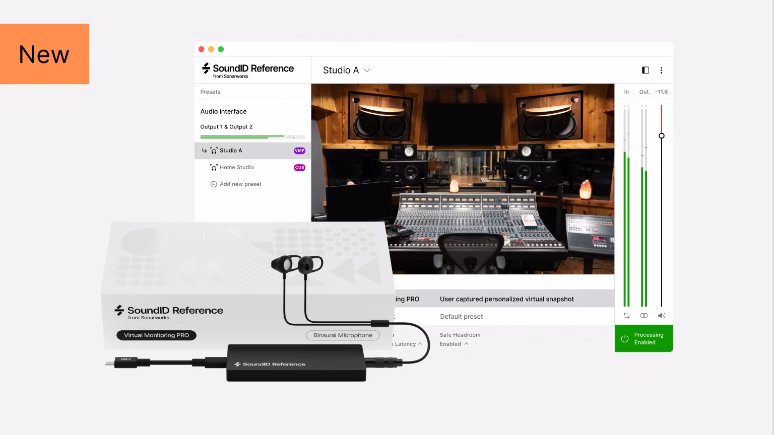 Virtual Monitoring PRO plugin interface for emulating studio listening environments