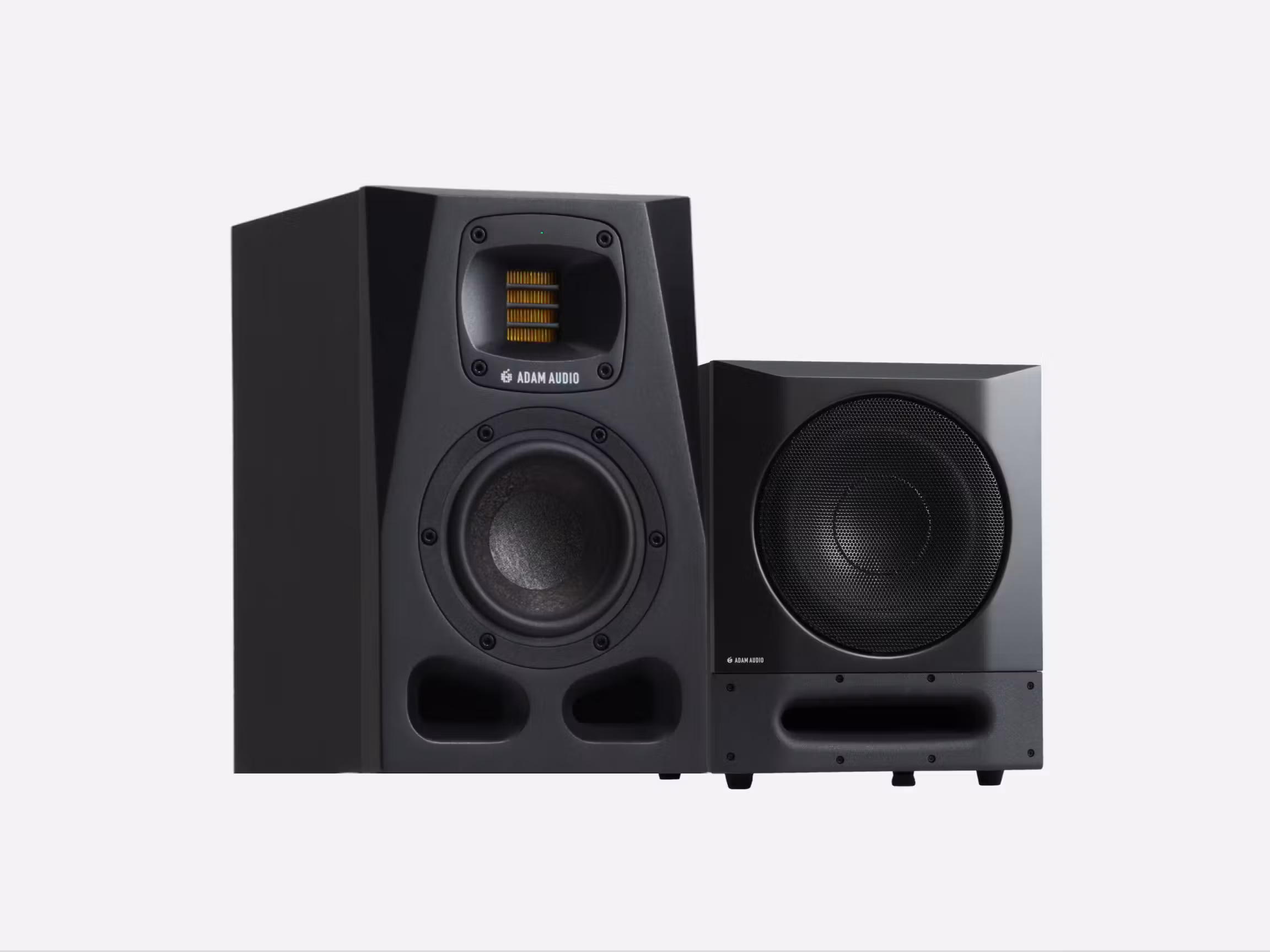 ADAM Audio A Series studio monitor next to a Sub PRO subwoofer
