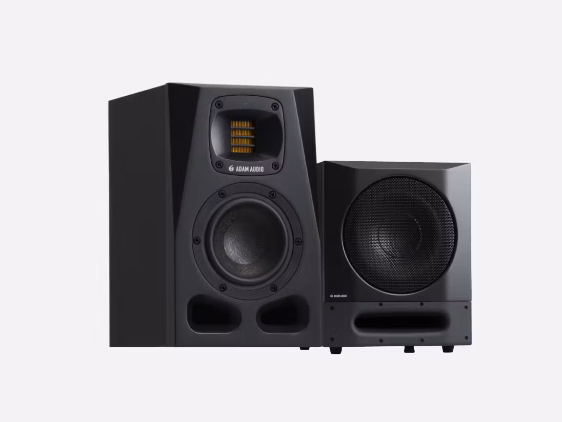 ADAM Audio A Series monitors and Sub PRO subwoofer in a calibrated studio setup
